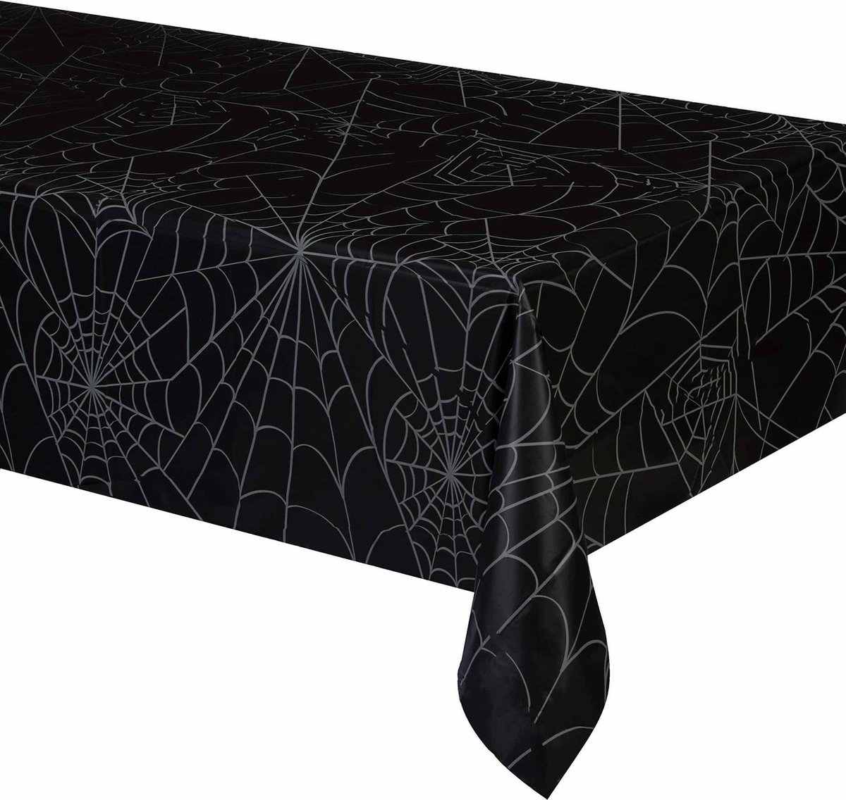 UNIQUE - Zwarte tafelkleed met spinnenwebben motieven Halloween - Decoratie > Tafelkleden, placemats en tafellopers